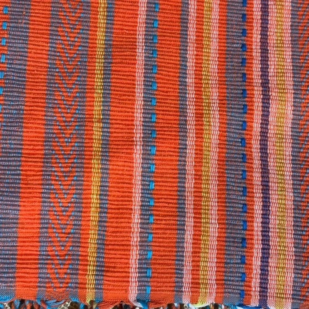 Pier 1 Placemats Woven Cotton‎ Set Of 4 Orange striped tasseled Guatemala Summer